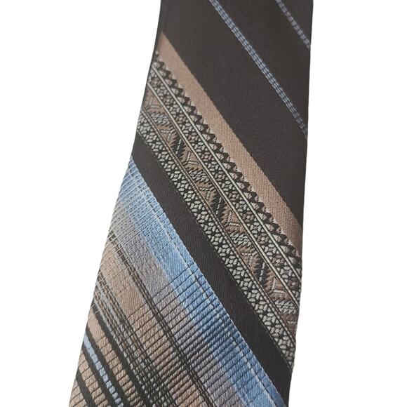 Oleg Cassini Mens Blue Brown Multicolor Abstract Necktie Professional Office - Picture 3 of 10